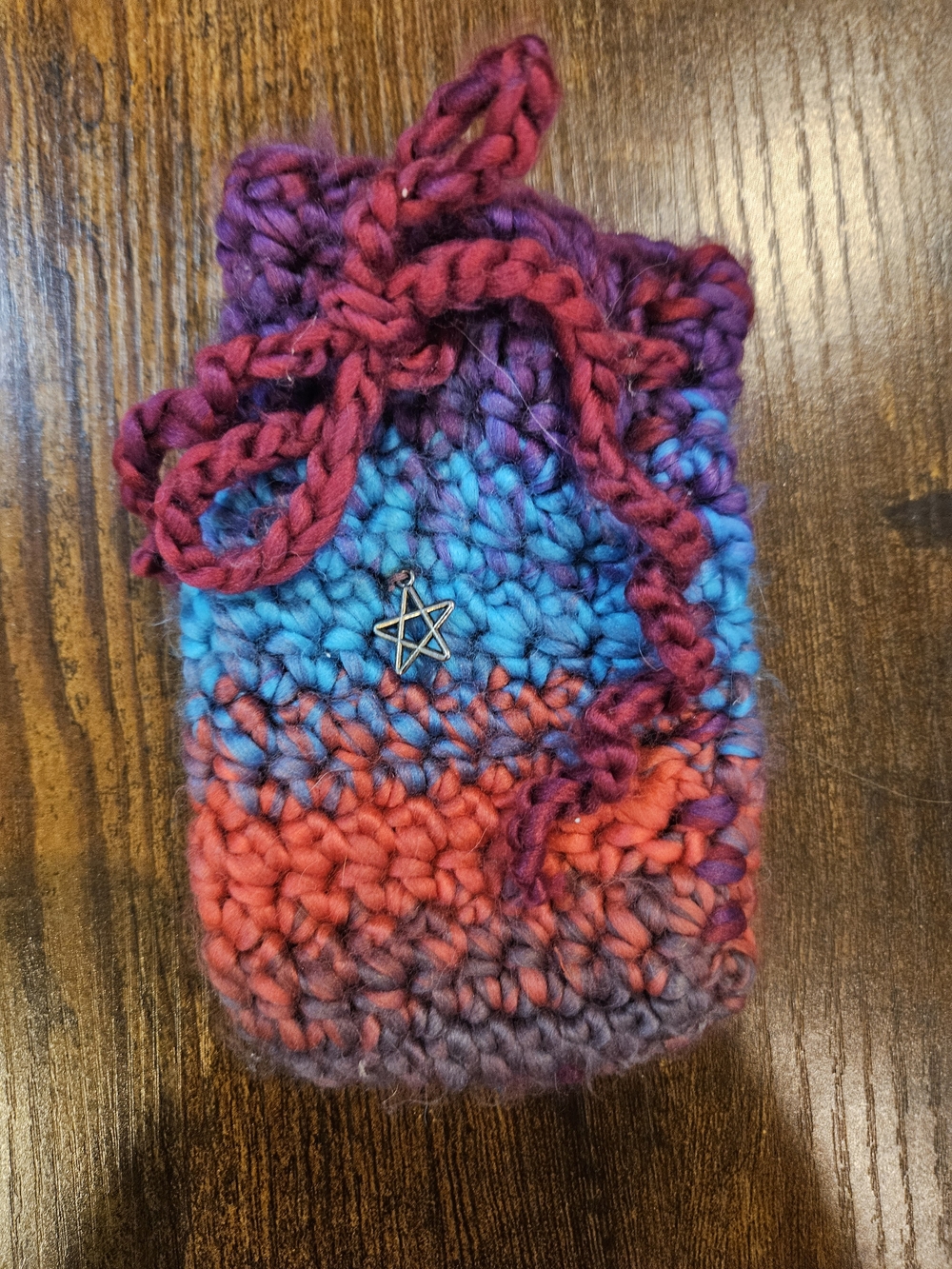 🎉 3 Items/$15 🎉 Handmade Crochet Drawstring Pouch - Multicolor